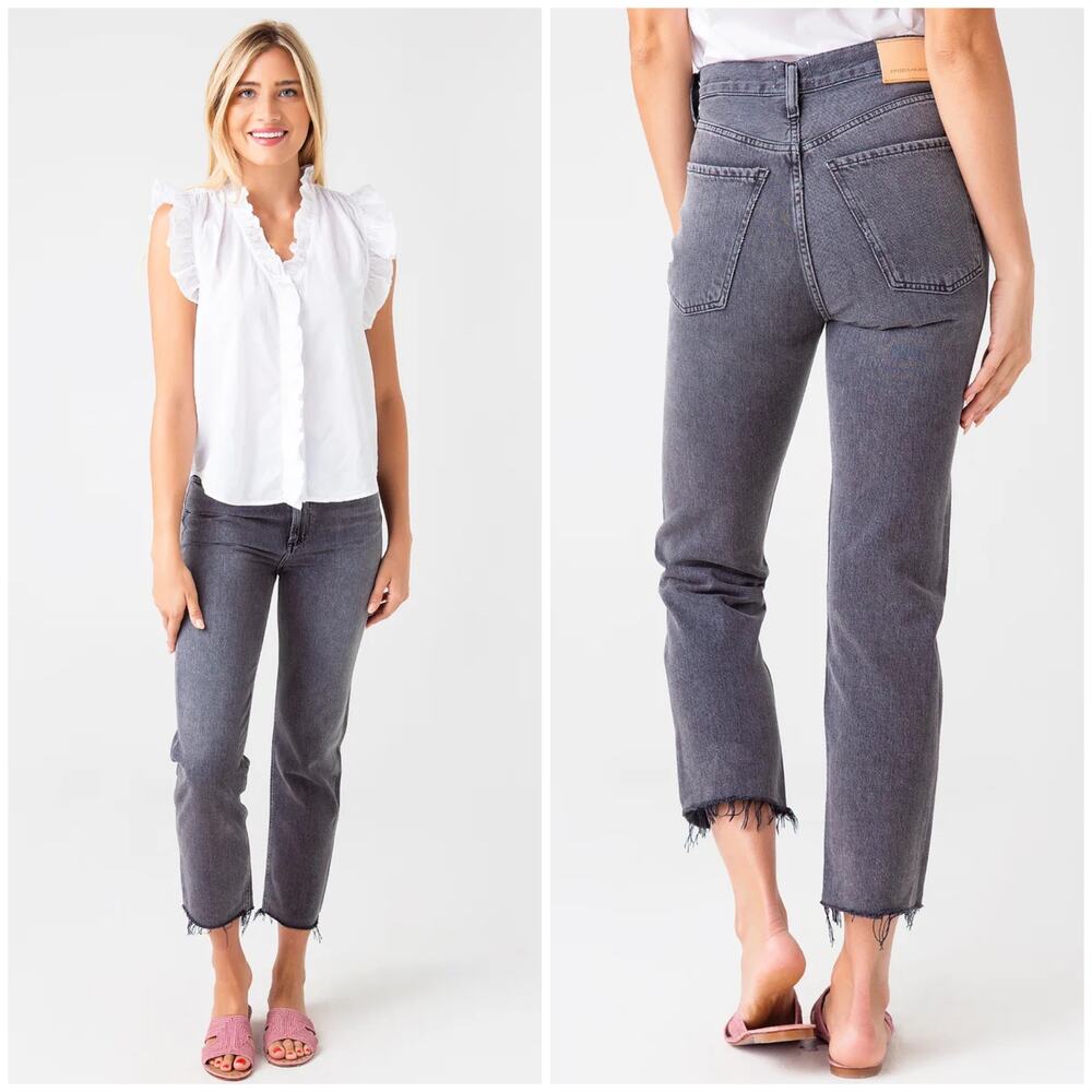 Citizens of Humanity Daphne Crop High Rise Stovepipe Jeans Free Fall Raw Hem